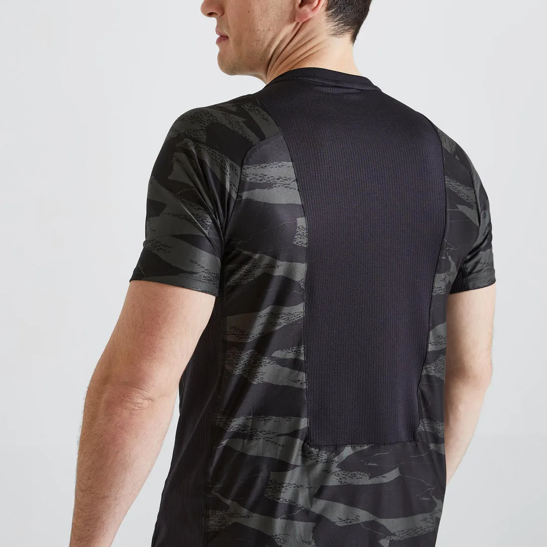 Men's Fitness Cardio Training T-Shirt 500 - Khaki/Camo Print