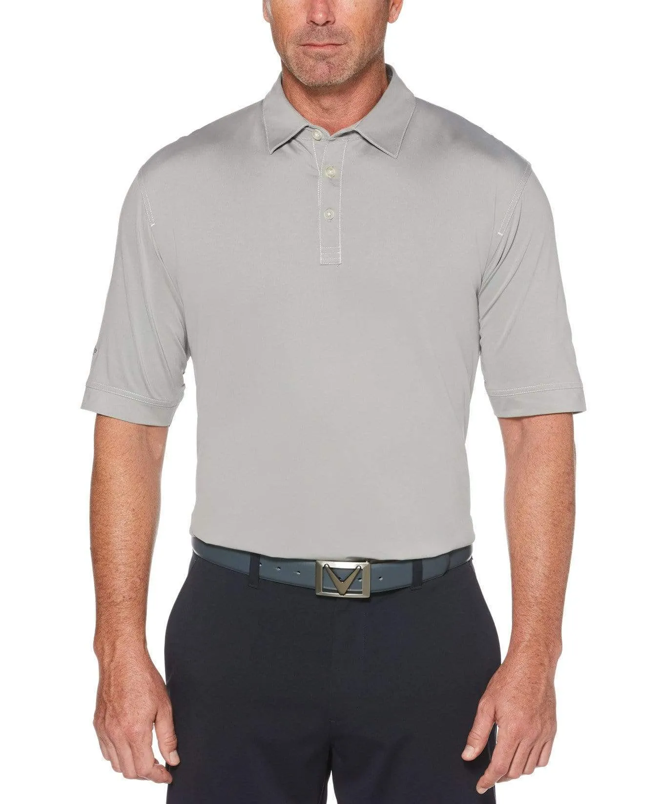 Mens Short Sleeve Industrial Stitch Solid Polo Shirt