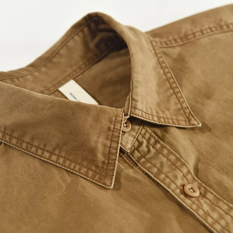 Men's Streetwear  Cotton Double Pockets Shirt