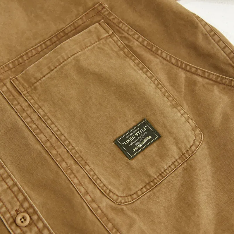 Men's Streetwear  Cotton Double Pockets Shirt