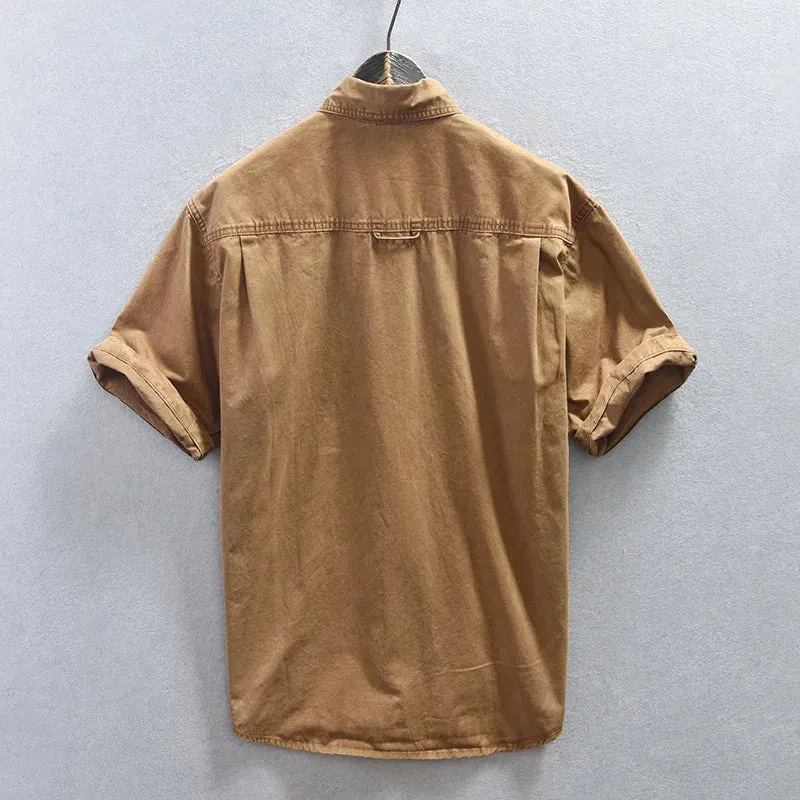 Men's Streetwear  Cotton Double Pockets Shirt