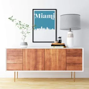 Miami, Florida retro inspired city skyline