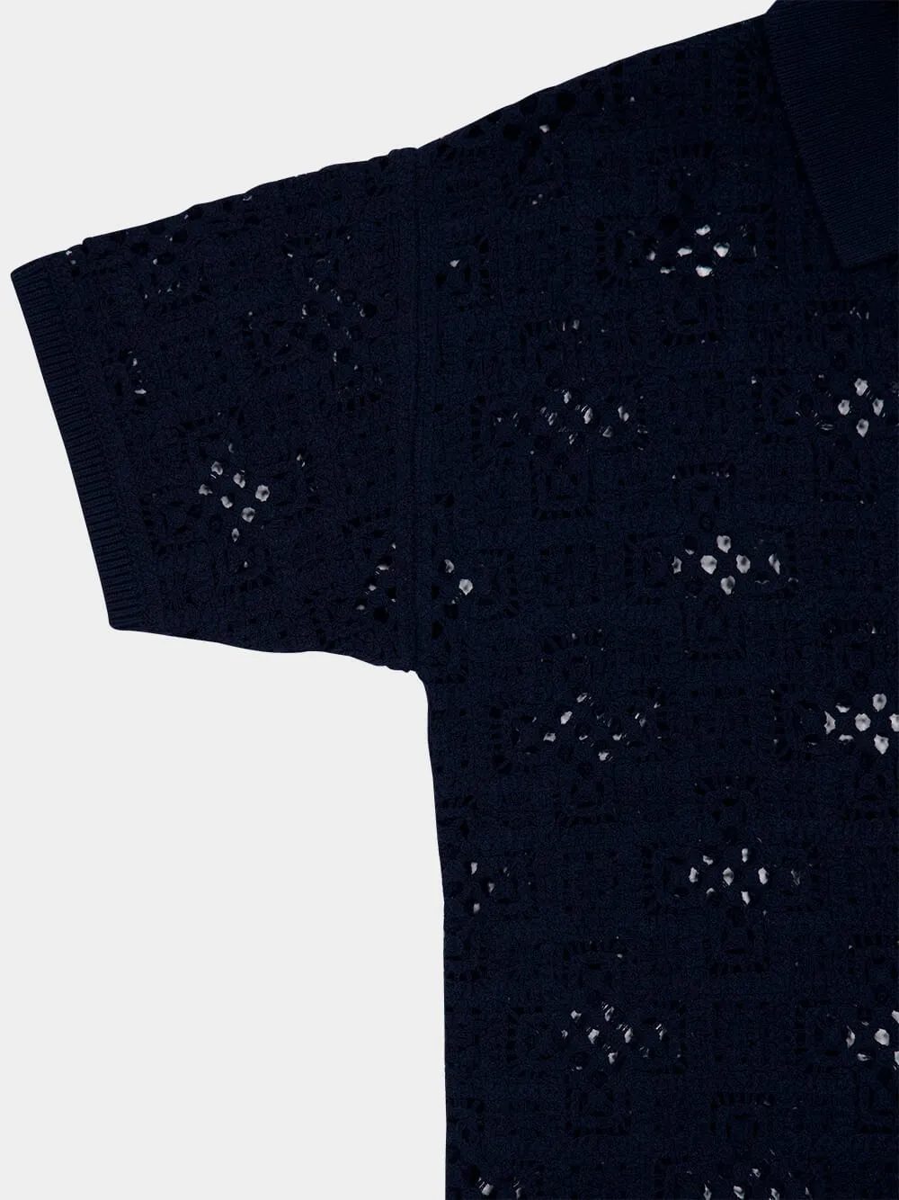 Navy Angra Clube Raul Crochet Cardigan