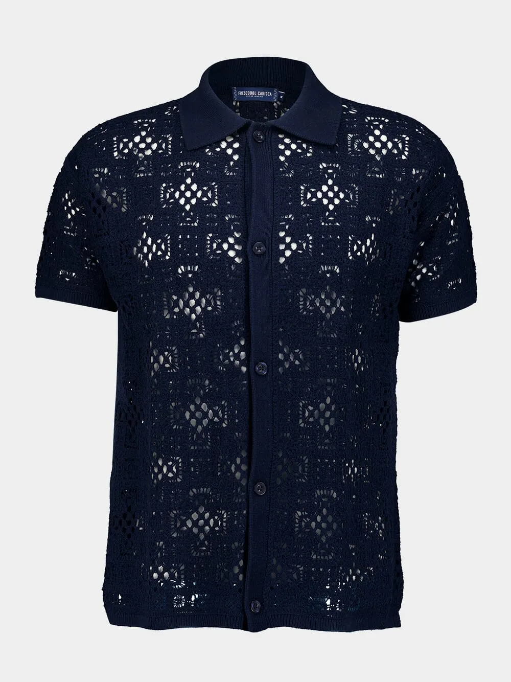 Navy Angra Clube Raul Crochet Cardigan