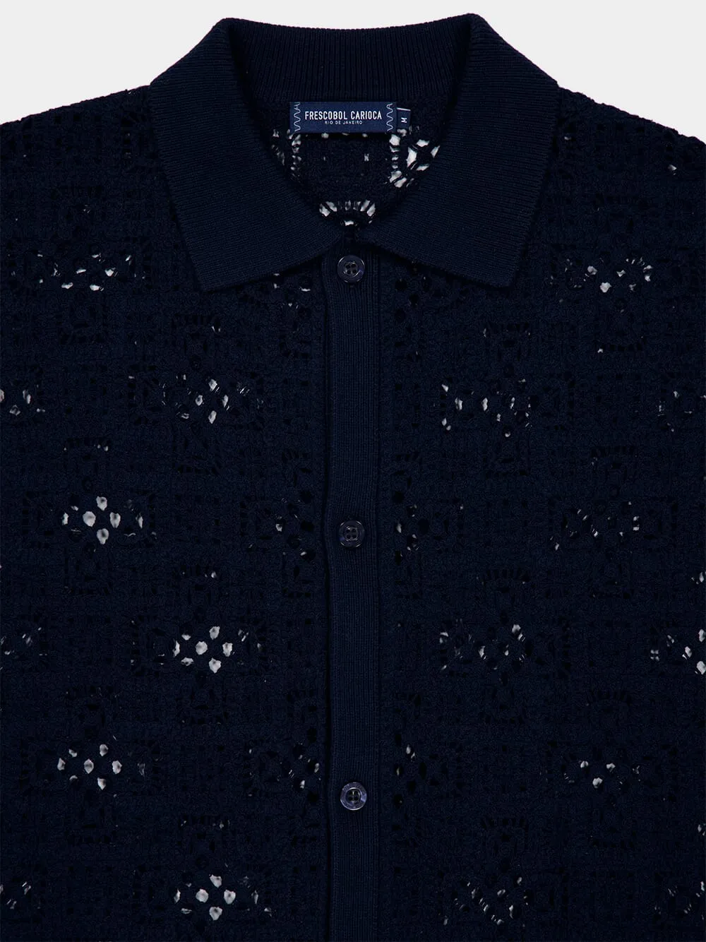 Navy Angra Clube Raul Crochet Cardigan