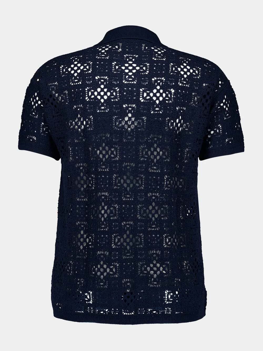 Navy Angra Clube Raul Crochet Cardigan