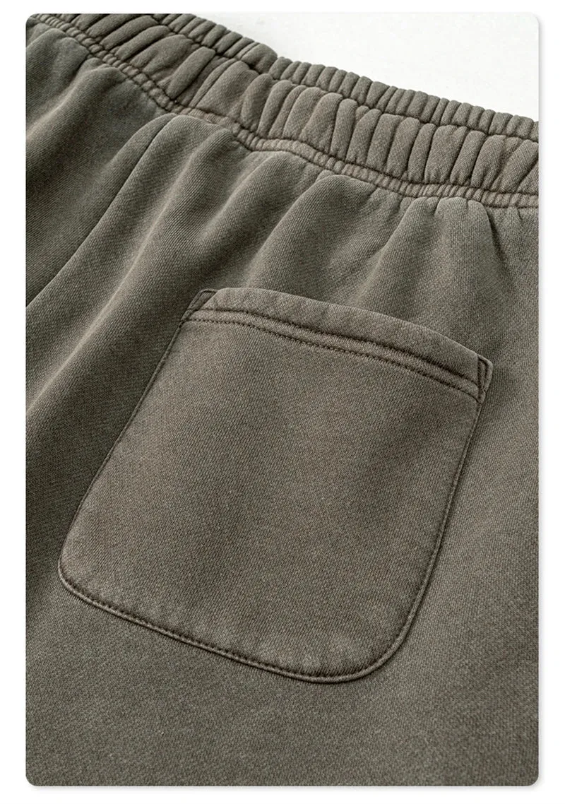 Obsidian Phoenix Luxury 332gsm Washed Fleece Straight Pants - Unisex Loose-Fit Warm Knitted Retro Trousers