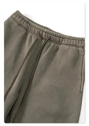 Obsidian Phoenix Luxury 332gsm Washed Fleece Straight Pants - Unisex Loose-Fit Warm Knitted Retro Trousers