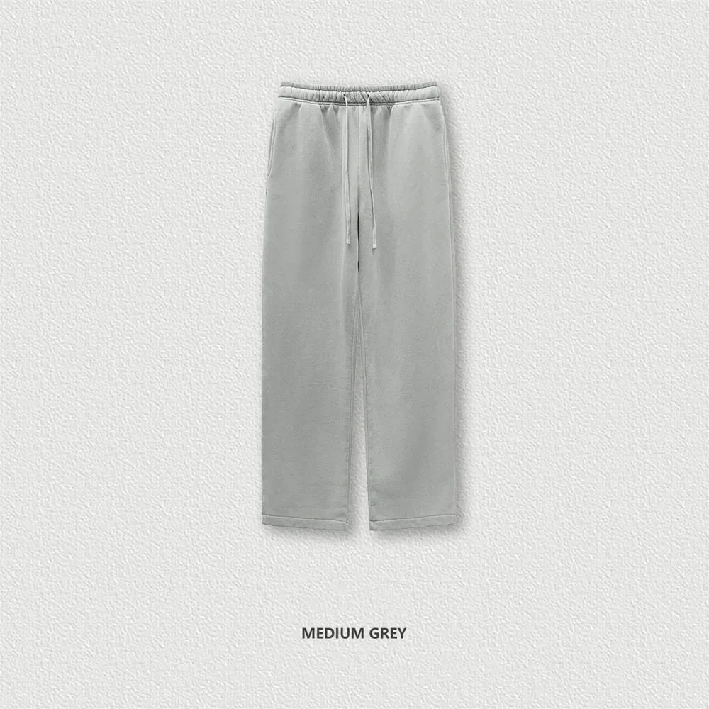 Obsidian Phoenix Luxury 332gsm Washed Fleece Straight Pants - Unisex Loose-Fit Warm Knitted Retro Trousers