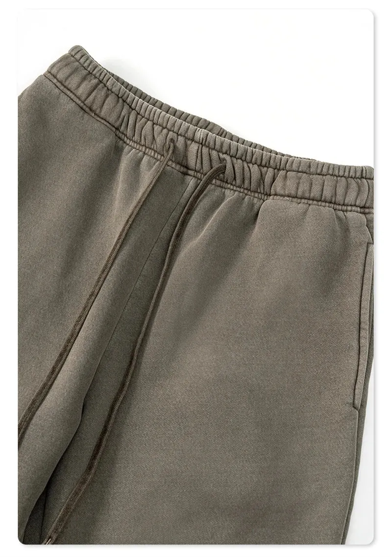 Obsidian Phoenix Luxury 332gsm Washed Fleece Straight Pants - Unisex Loose-Fit Warm Knitted Retro Trousers