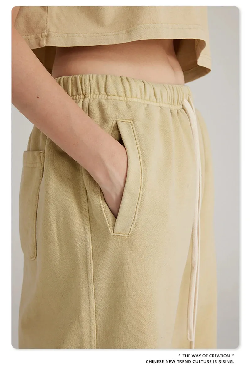 Obsidian Phoenix Luxury 380gsm Washed Cotton Pants - Unisex Oversized Loose-Fit Retro Straight-Leg Trousers