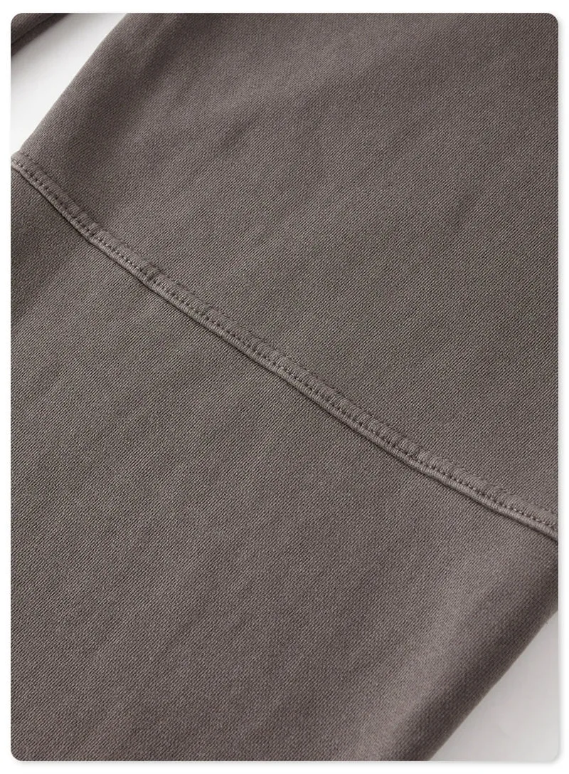 Obsidian Phoenix Luxury 380gsm Washed Cotton Pants - Unisex Oversized Loose-Fit Retro Straight-Leg Trousers