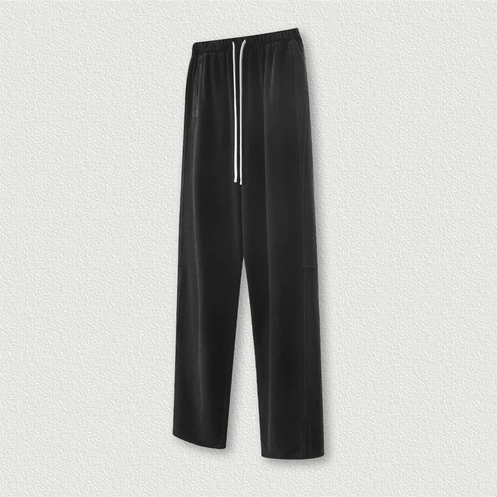 Obsidian Phoenix Luxury 380gsm Washed Cotton Pants - Unisex Oversized Loose-Fit Retro Straight-Leg Trousers