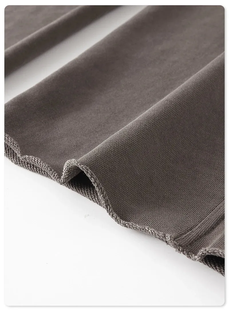 Obsidian Phoenix Luxury 380gsm Washed Cotton Pants - Unisex Oversized Loose-Fit Retro Straight-Leg Trousers