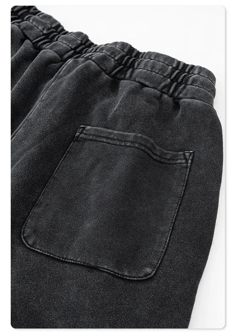 Obsidian Phoenix Luxury 400gsm Washed Cotton Sweatpants - Unisex Loose-Fit Heavyweight Sport Joggers