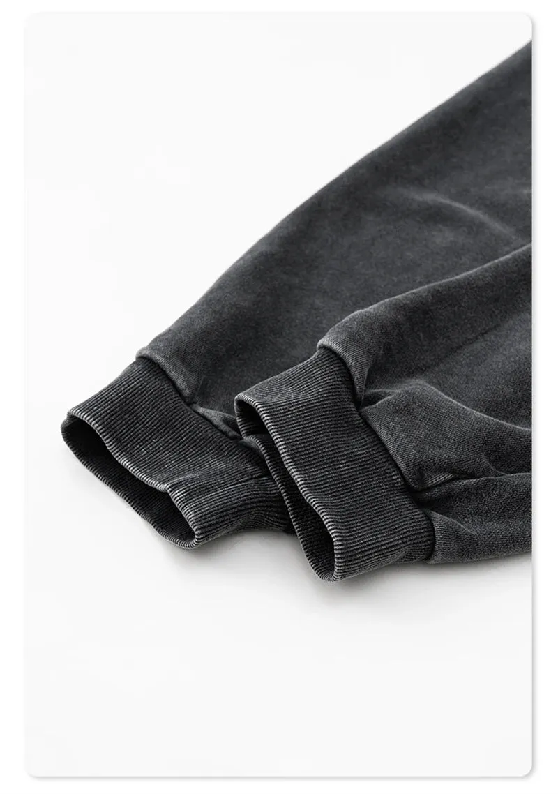 Obsidian Phoenix Luxury 400gsm Washed Cotton Sweatpants - Unisex Loose-Fit Heavyweight Sport Joggers