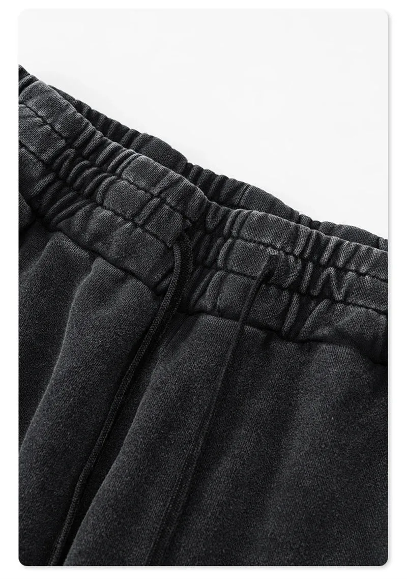 Obsidian Phoenix Luxury 400gsm Washed Cotton Sweatpants - Unisex Loose-Fit Heavyweight Sport Joggers