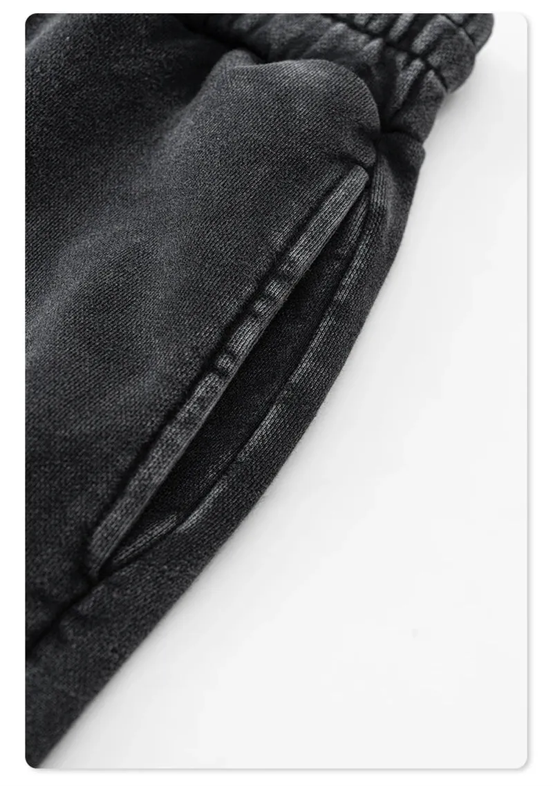Obsidian Phoenix Luxury 400gsm Washed Cotton Sweatpants - Unisex Loose-Fit Heavyweight Sport Joggers