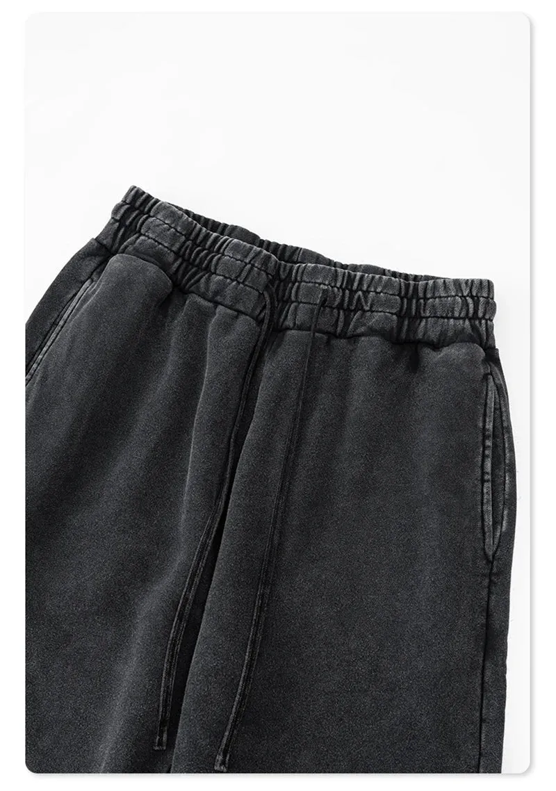 Obsidian Phoenix Luxury 400gsm Washed Cotton Sweatpants - Unisex Loose-Fit Heavyweight Sport Joggers