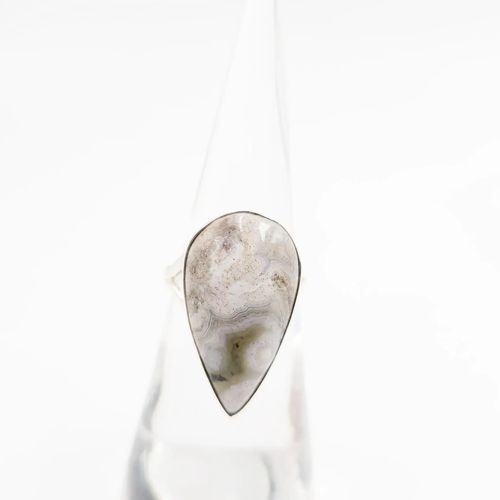 Ocean Jasper Ring Tear Drop Sterling Silver Band Size 6