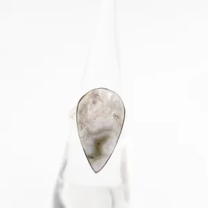 Ocean Jasper Ring Tear Drop Sterling Silver Band Size 6