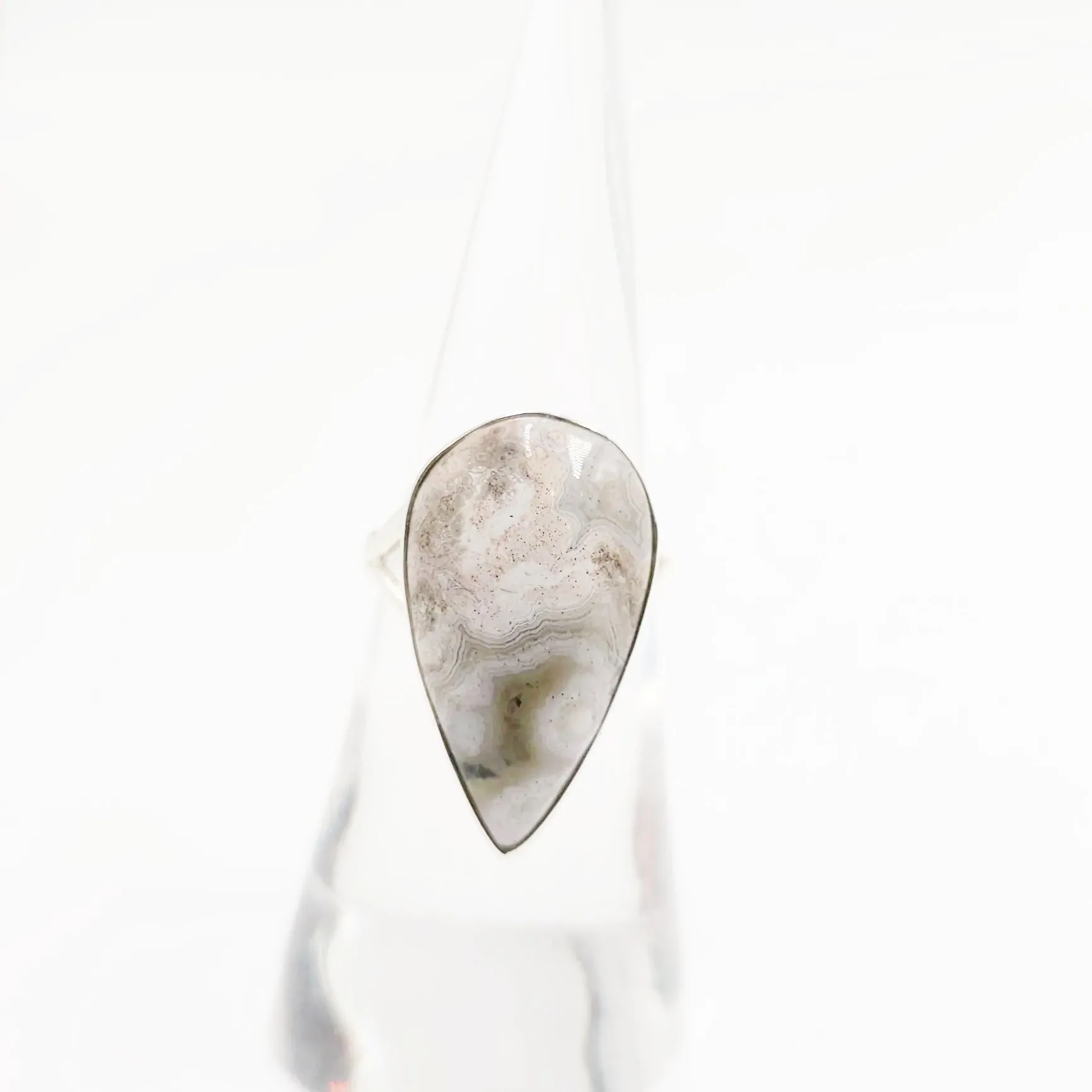 Ocean Jasper Ring Tear Drop Sterling Silver Band Size 6