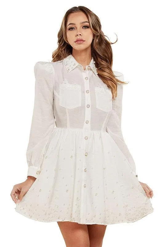 Off White Timeless Tailor Inspired Mini Dress
