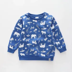 On Safari - Blue, Infant Boys Sweat Top