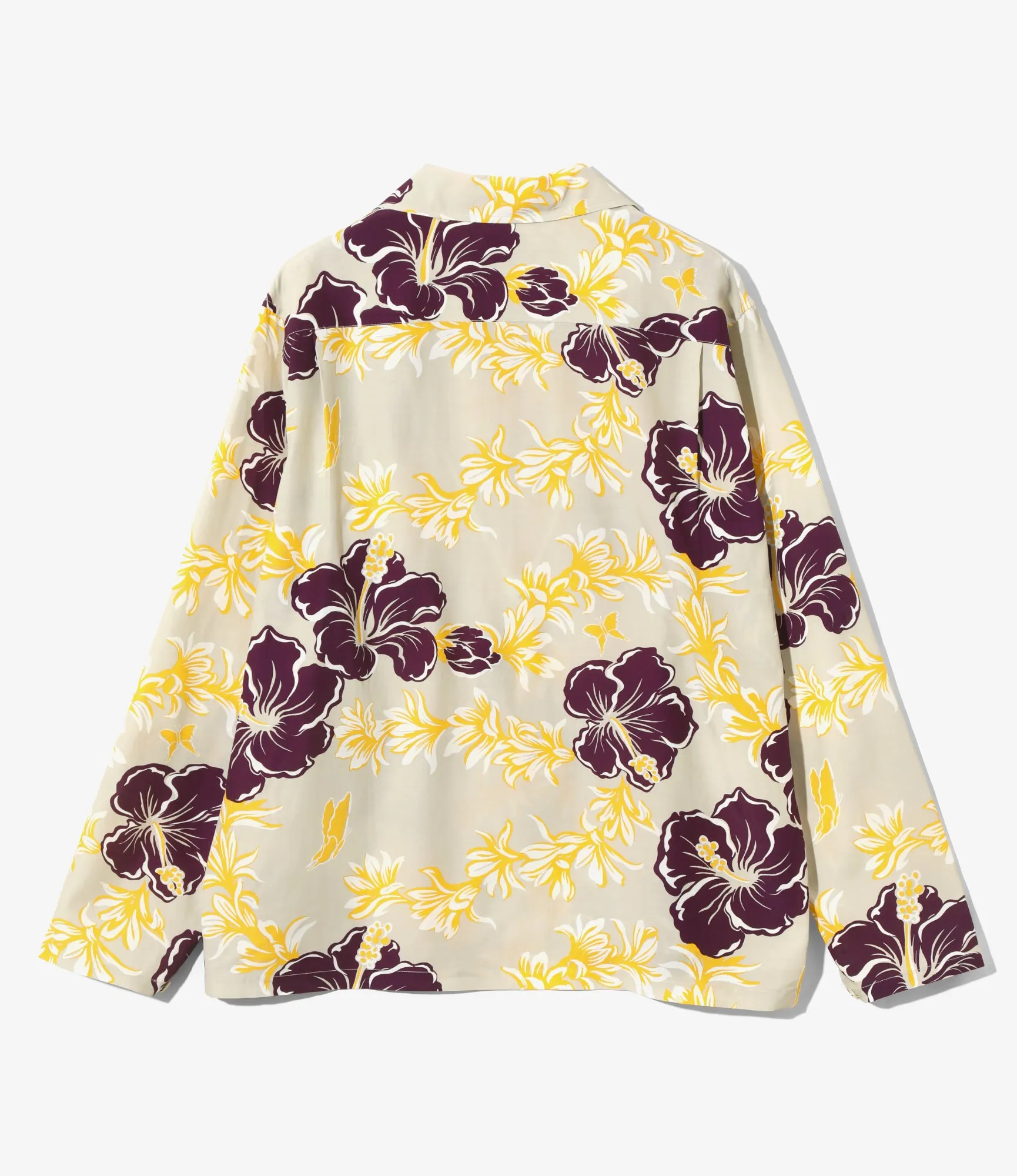 One-Up Shirt – Ivory Floral Papillon Print Rayon