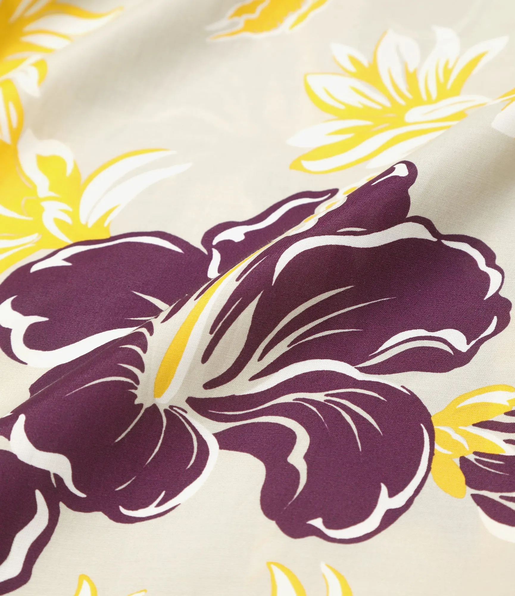 One-Up Shirt – Ivory Floral Papillon Print Rayon