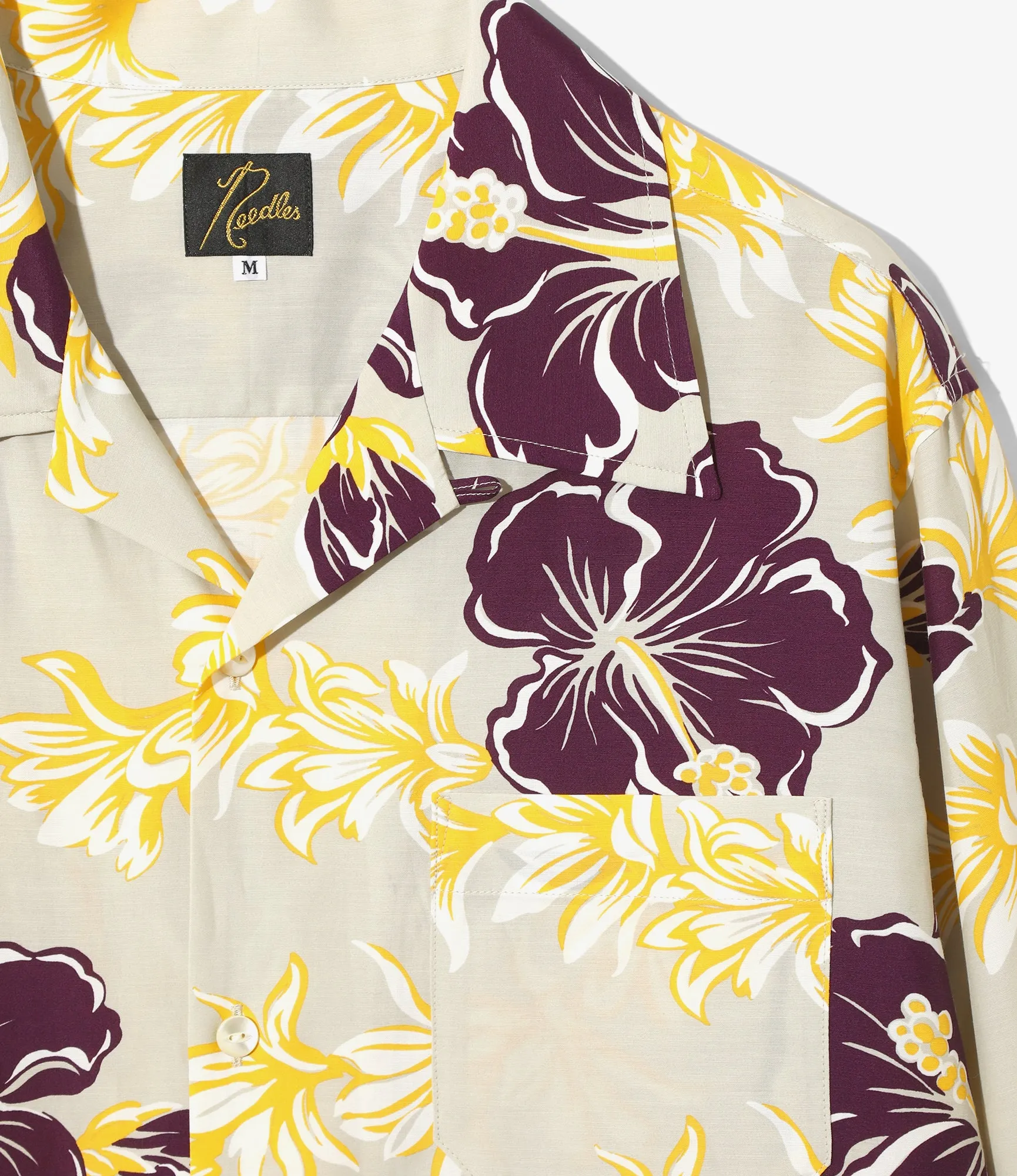 One-Up Shirt – Ivory Floral Papillon Print Rayon