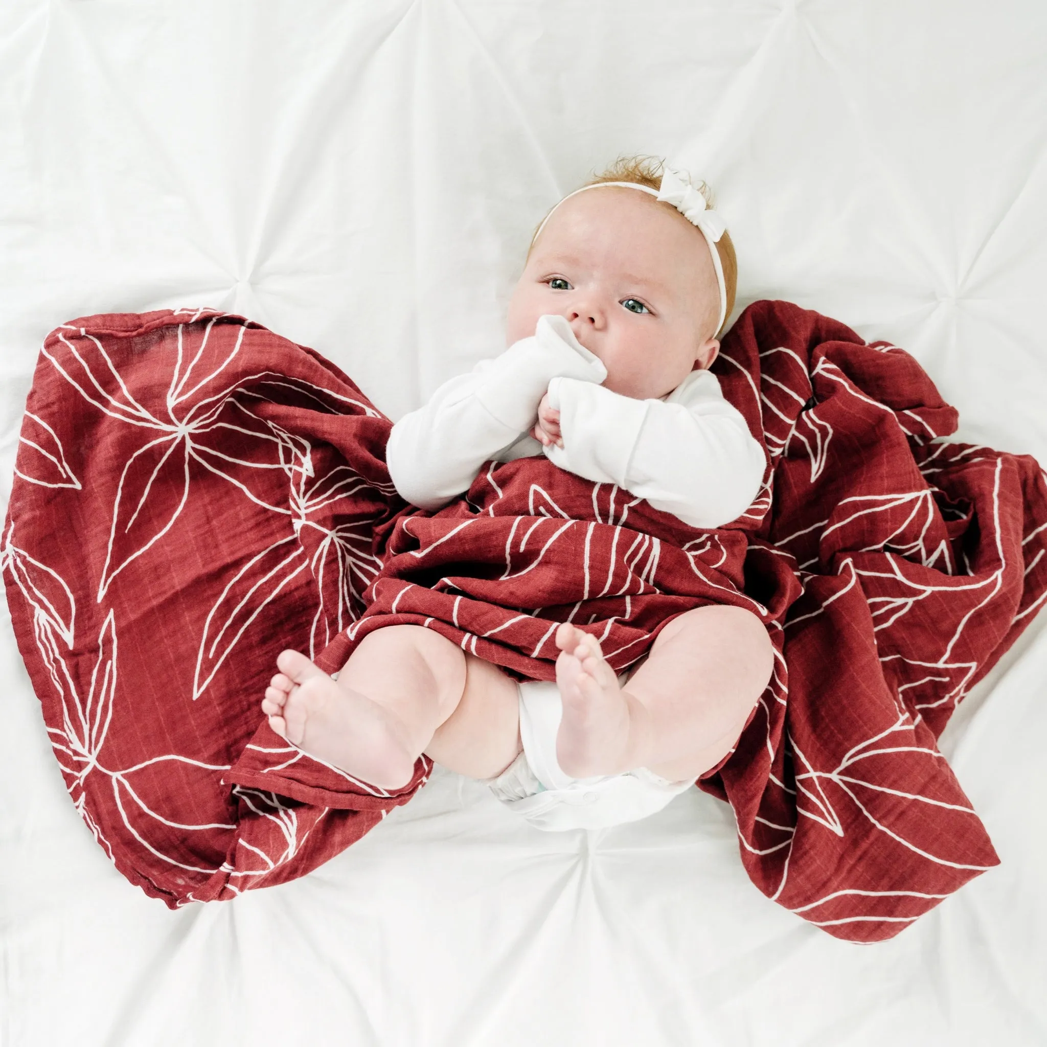 Organic Cotton Muslin Swaddle Blanket - Foliage