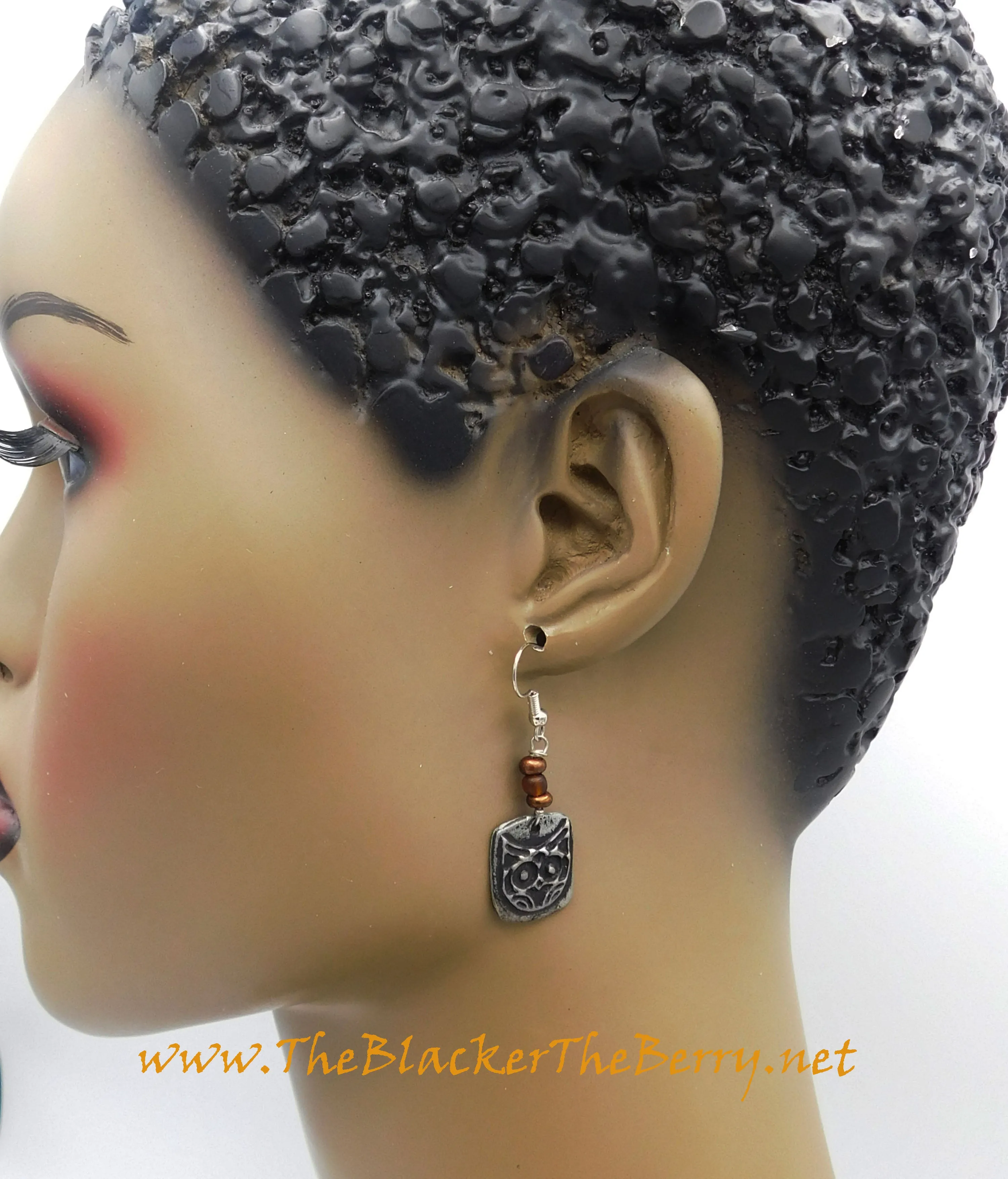 Owl Earrings Silver Jewelry Pewter Small Women Nature