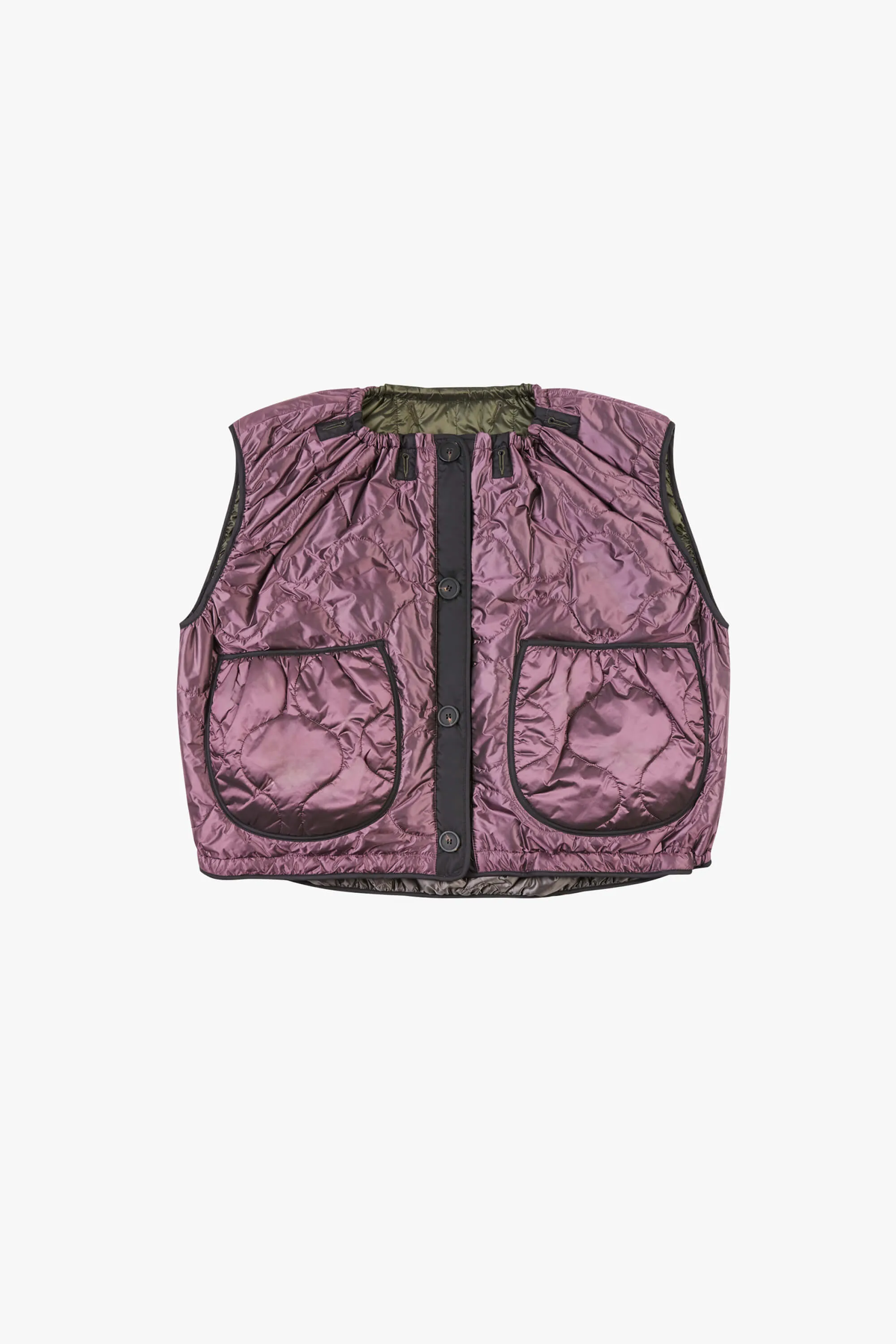Parachute Quilt Vest - Dark Olive / Amethyst