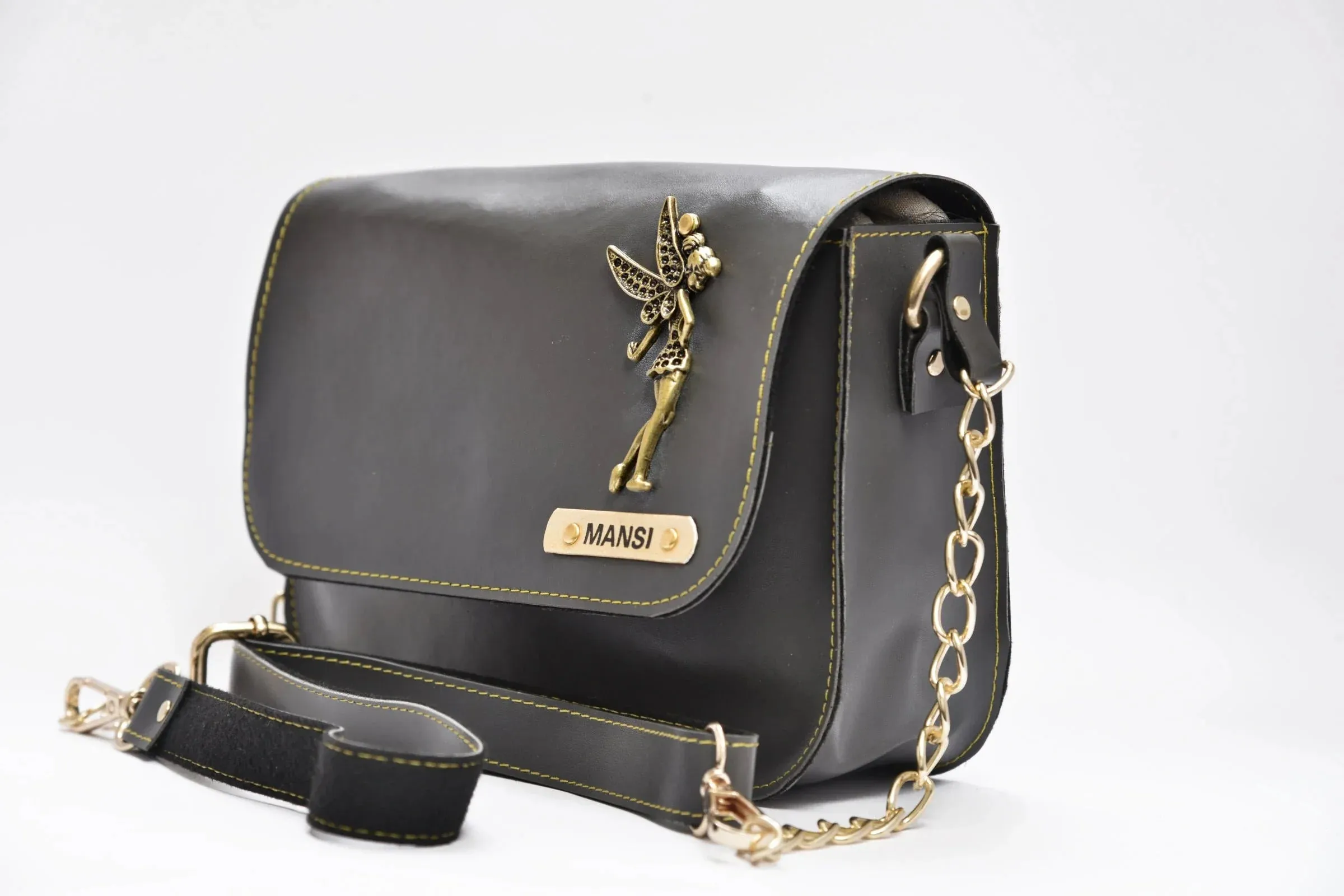 Personalized Chained Sling Bag - Grey