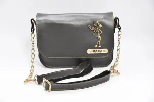 Personalized Chained Sling Bag - Grey
