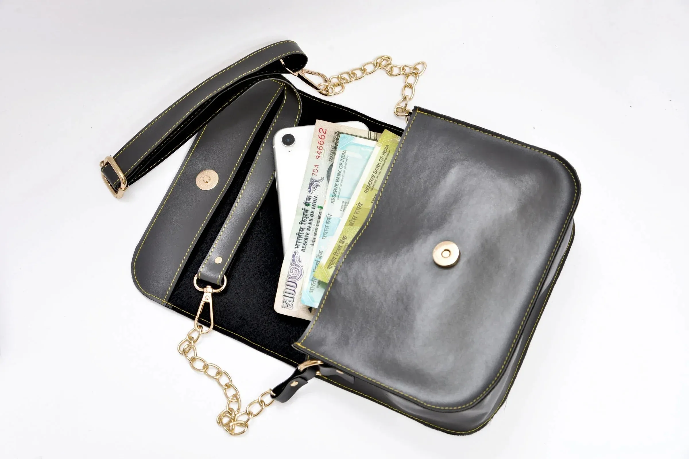 Personalized Chained Sling Bag - Grey