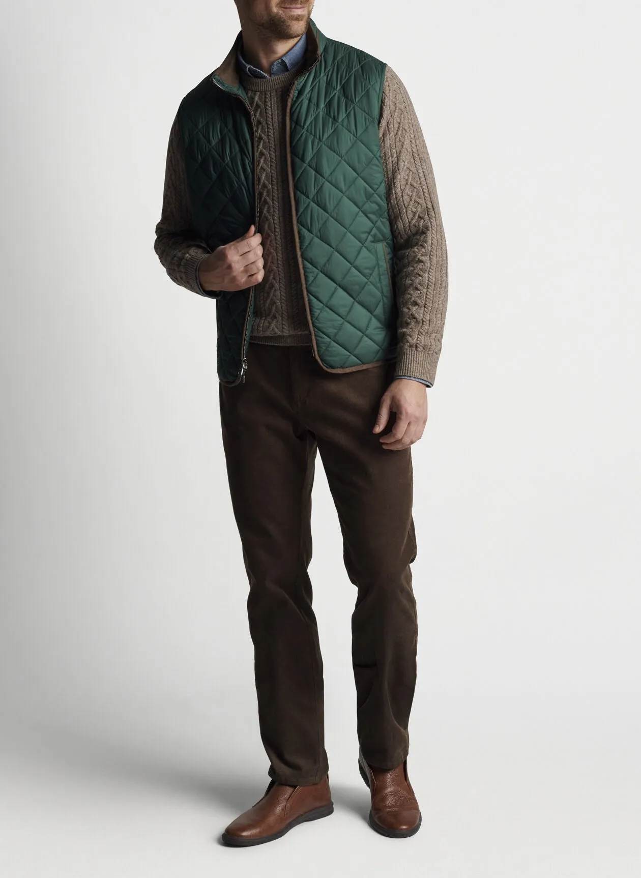 PETER MILLAR ESSEX QUILTED TRAVEL VEST - BALSAM