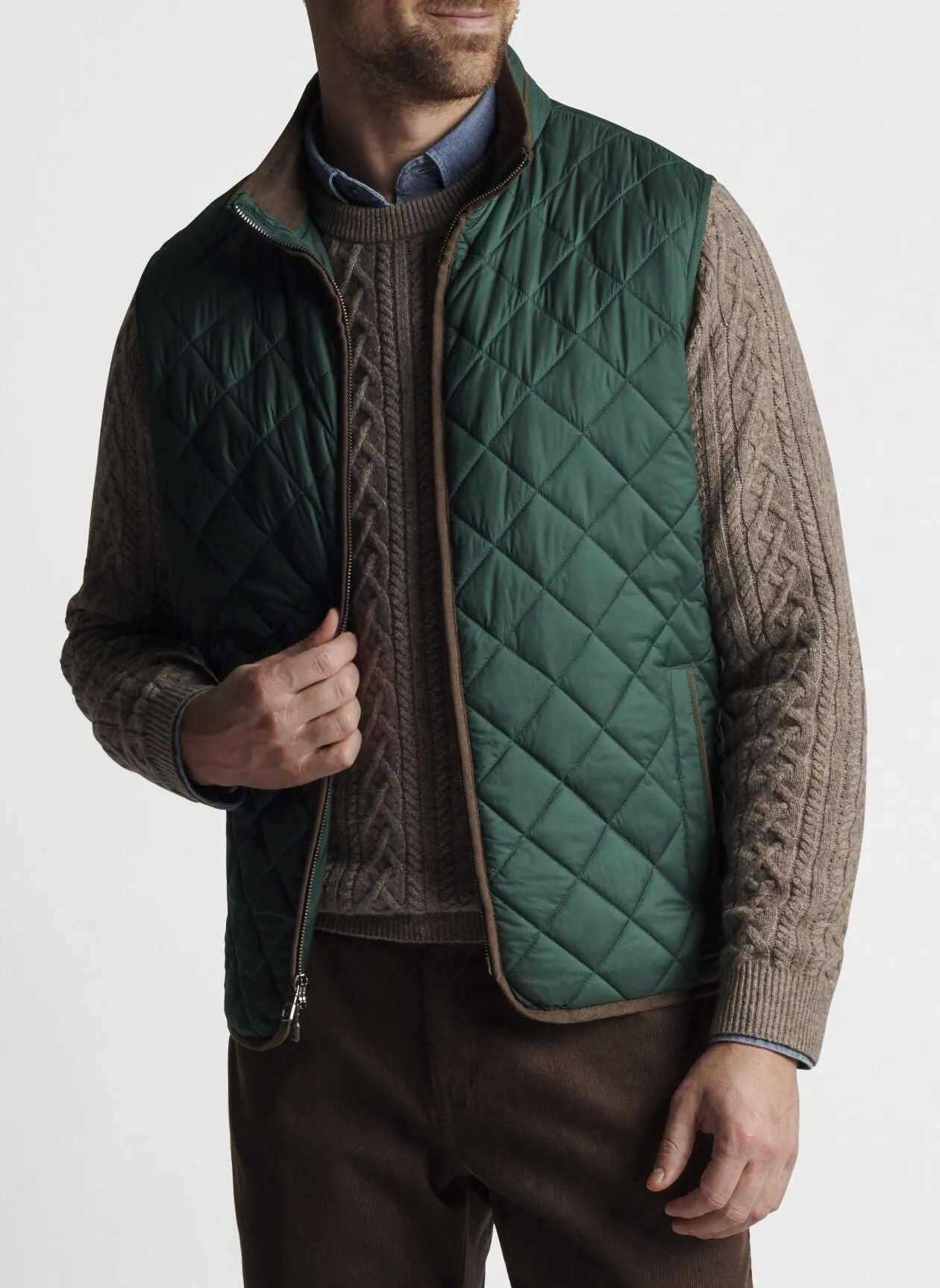 PETER MILLAR ESSEX QUILTED TRAVEL VEST - BALSAM