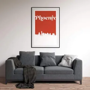 Phoenix, Arizona retro inspired city skyline
