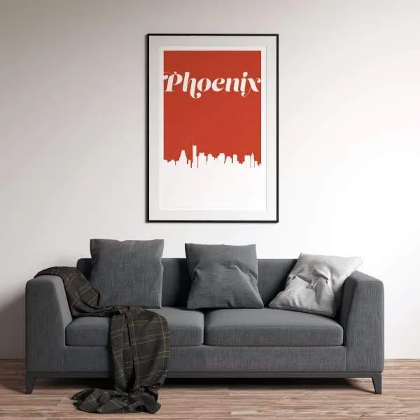 Phoenix, Arizona retro inspired city skyline