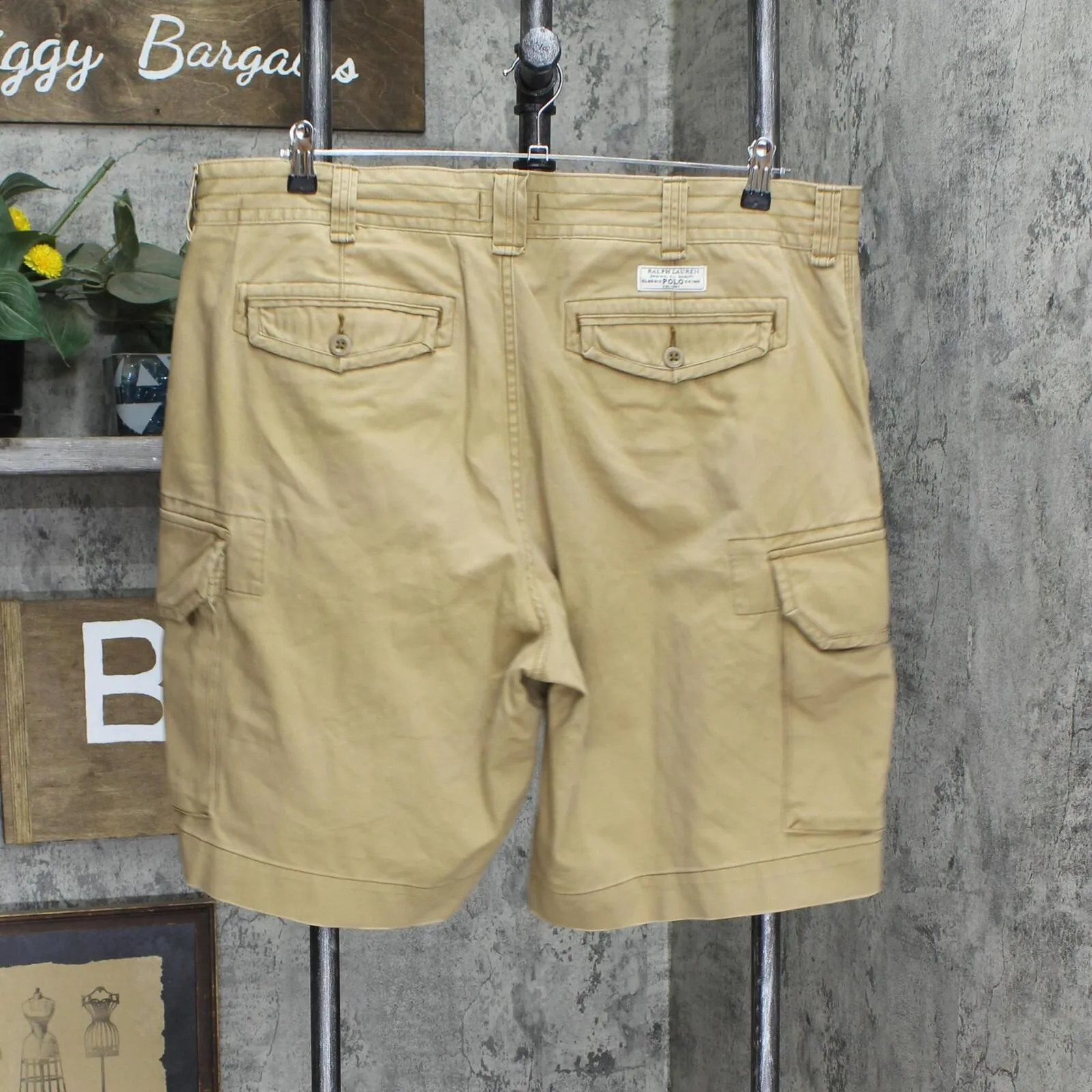 Polo Ralph Lauren Mens Utility Chino Cargo Shorts 16678f8a3e5c03 Khaki Brown 40