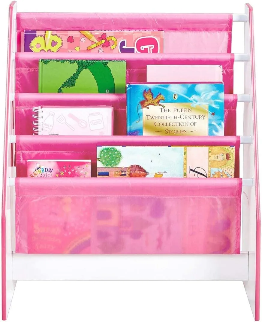 Princess Pink 4 Tier Sling BookCase | Childrens Bookcase | Kids Bookshelf