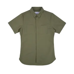 Printed Marshall Islander Short Sleeve Shirt in Olive Sateen