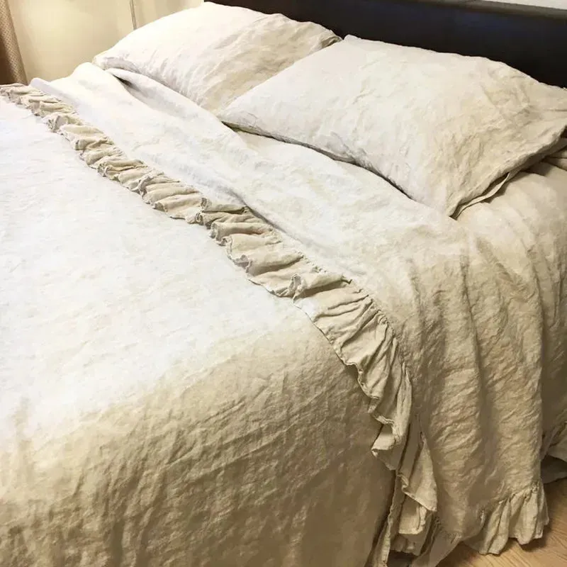 Pure Linen Ruffle Duvet Set