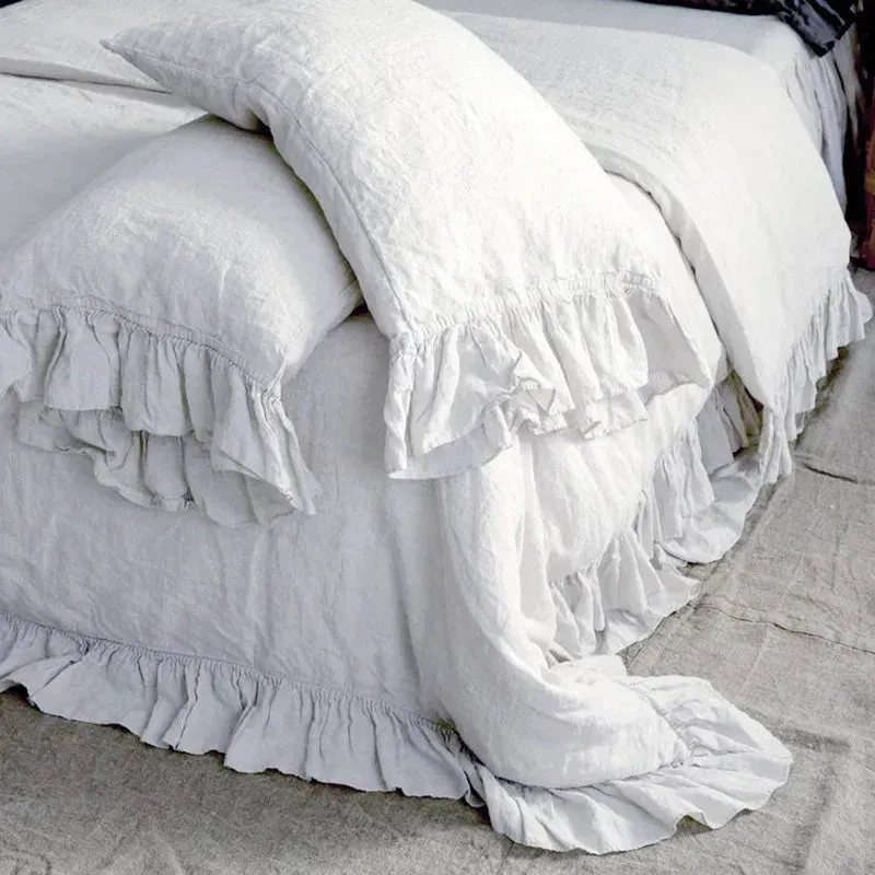 Pure Linen Ruffle Duvet Set