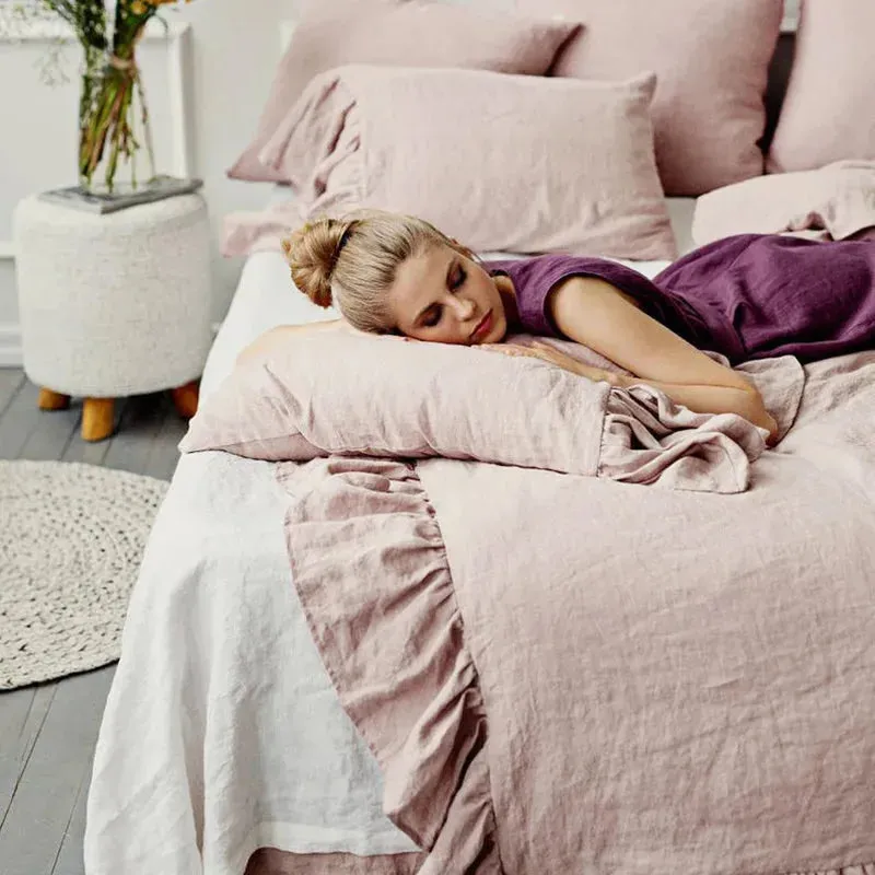 Pure Linen Ruffle Duvet Set