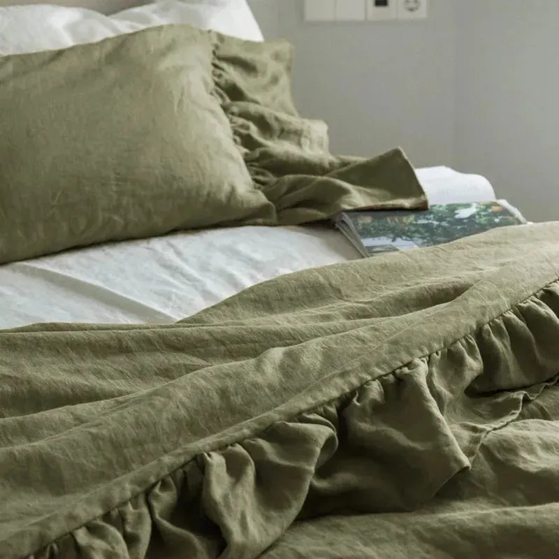 Pure Linen Ruffle Duvet Set