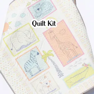Quilt Kit for Beginners Safari Animals Low Volume Sunrise Baby Bedding Blanket Jungle Fabrics Lion Giraffe Elephant Zebra Nursery Sewing