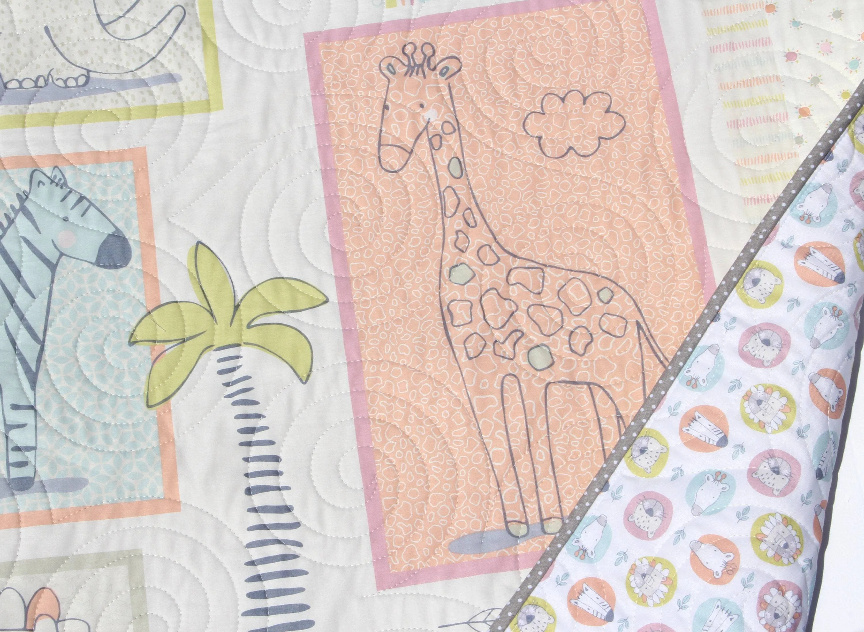 Quilt Kit for Beginners Safari Animals Low Volume Sunrise Baby Bedding Blanket Jungle Fabrics Lion Giraffe Elephant Zebra Nursery Sewing